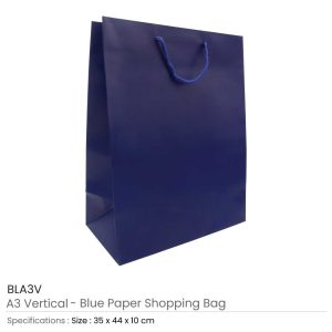 A3 Vertical Blue Paper Shopping Bags - Image 3