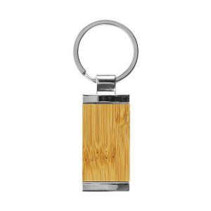 Rectangular Bamboo & Metal Keychains - Image 4