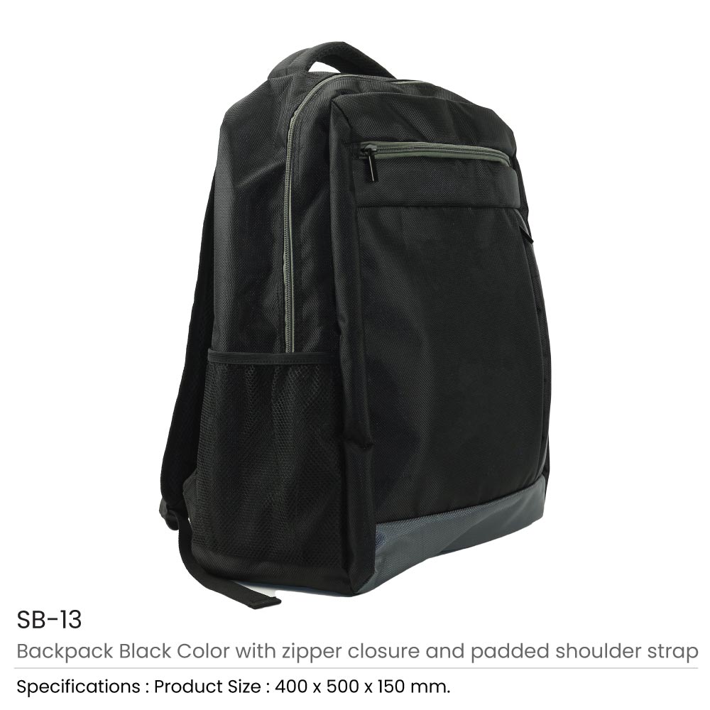 Backpacks in Black 1680D Polyester Material | Promotional Gifts Suppliers