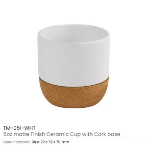 Ceramic Cup with Cork Base 6 oz Matte Finish - Image 3