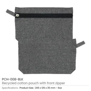Cotton Pouch with front Zipper - Image 4