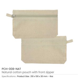 Cotton Pouch with front Zipper - Image 3