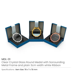 Glass Medals with Metal Frame and 3cm White Ribbon - Image 3