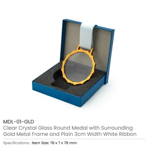 Glass Medals with Metal Frame and 3cm White Ribbon - Image 4