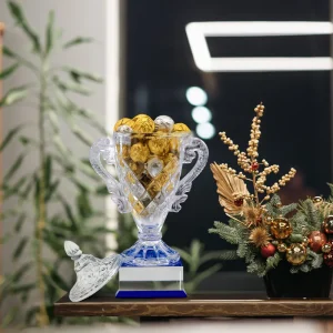Large Crystal Glass Trophy Cup with Chocolate Gift Edition - Image 6