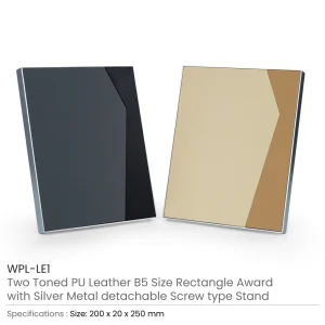 Two-Toned PU Leather Awards with Aluminum Frame & Stand – B5 Size in Luxury Box - Image 5