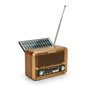 Vintage Design Bluetooth Speaker with Radio and Solar Panel - Image 6